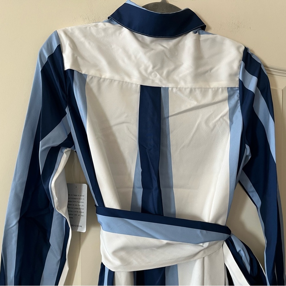 New! Stitchdrop Striped Blue and White Shirt Dress Women’s Size Small - Picture 5 of 16
